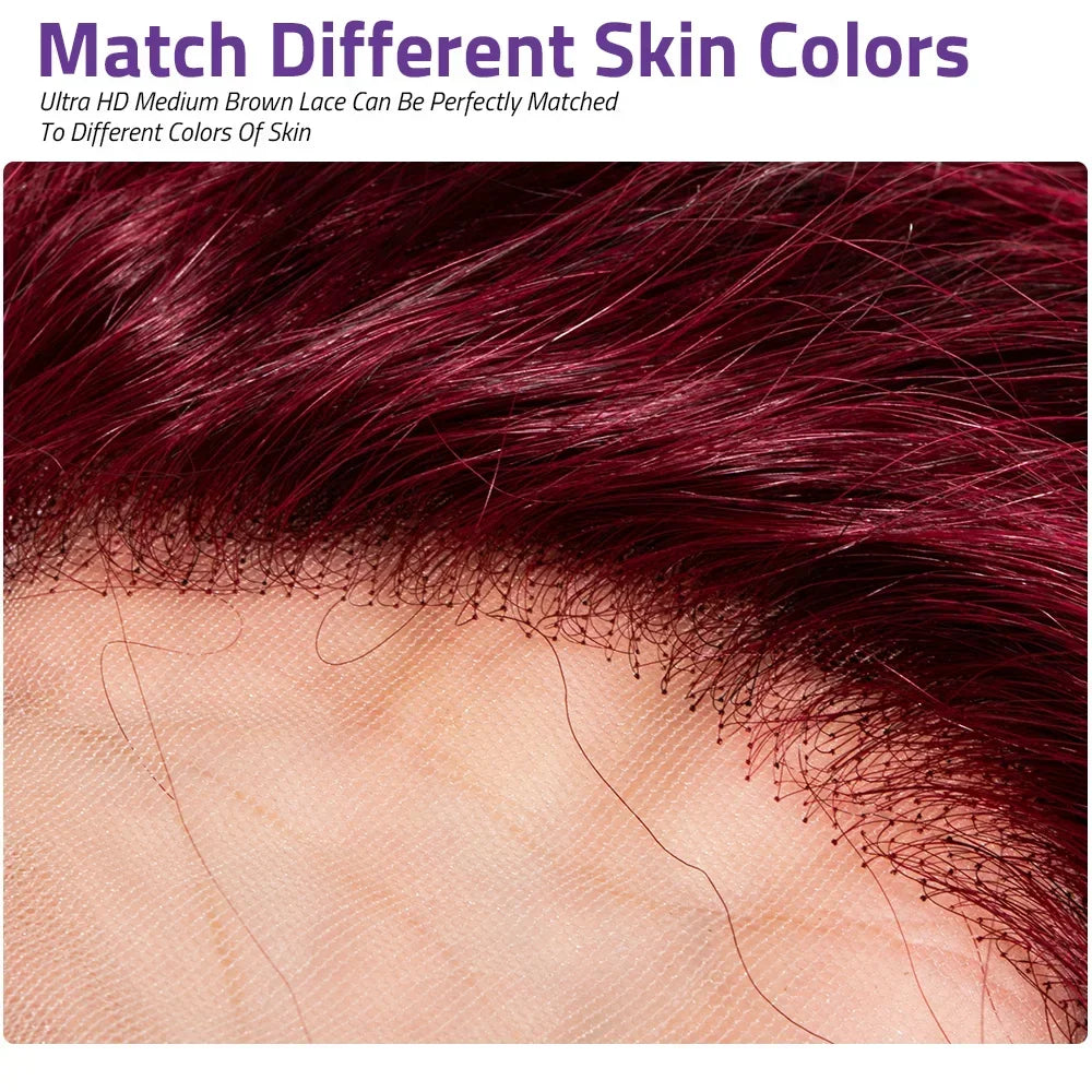 40 Inch Red Colored 13x6 Hd Lace Frontal Human Hair Wigs Pre Plucked 99J Burgundy Water Deep Wave Curly 30 36 40 Inch 13x4 Lace Front Wig For Women