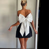 Women Sexy Backless Short Dress Fashion Sleeveless Big Bow Mini  Dress Lady Evening Party Dress 2025 Summer New Women's Clothing
