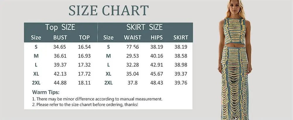 FAGADOER Fashion Streetwear Women Denim Hole Hollow Sleeveless Crop Top And Side Slit Skirts Two Piece Sets Sexy Cowboy Outfits