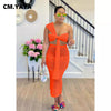 CM.YAYA Crochet Knitted Women's Sets Sleeveless Tops+ Skirts Suits 2024 Summer Two 2 Piece Set Outfit Beach Holiday Tracksuit