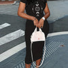 Ladies' summer GUEESS Los Angeles letter pattern printed round neck short sleeved casual slim fit sexy fashion dress