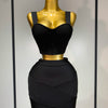 Damen sexy Top kurzer Rock Bodycon Bandage Zweiteiler Sets Weiß Schwarz 2025 Abendparty Luxus Geburtstag Outfit Nachtclub Anzüge