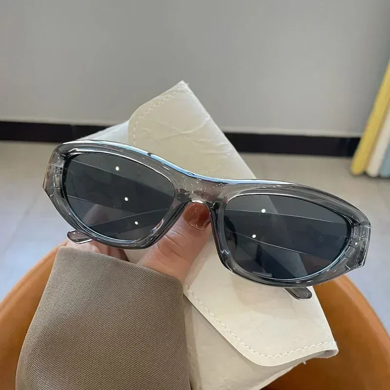 Vintage Punk Sports Sunglasses Women Men Y2K Style Cat Eye Sun Glasses Mirror Fashion Eyewear 2000s Retro Shades Gafas De Sol