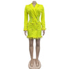 FANAN Elegant Women Double Breasted Tassel Hem and Long Sleeve Notched Collar Lace Waist Patchwork Blazer Dress Vestidos 2022