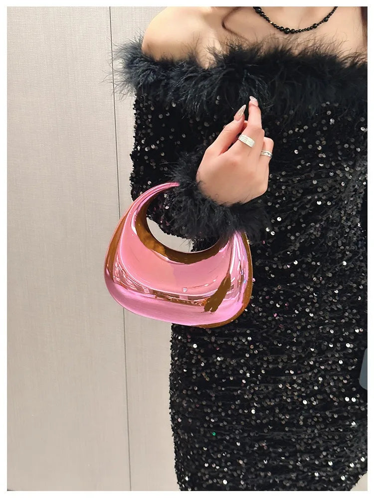 Luxus Designer Abend Clutch Klare Acryl Damen Handtaschen Mode Umhängetasche Halbmond Hochzeit Geldbörsen Party Tote Damen 2025