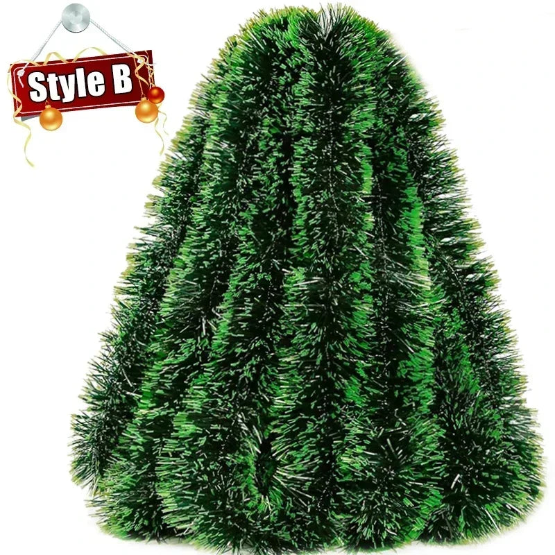 Christmas Tinsel Ribbons Green Cane Ribbon Garland Xmas Tree Hanging Pendent Wreath Ornament Home Party Decor Supplies Wholesale