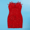 Women Dress Strapless Dresses Sexy Mid Length Vestidos Slim Fit Off Shoulder Sleeveless Elegant Splice Feather Hip Wrap