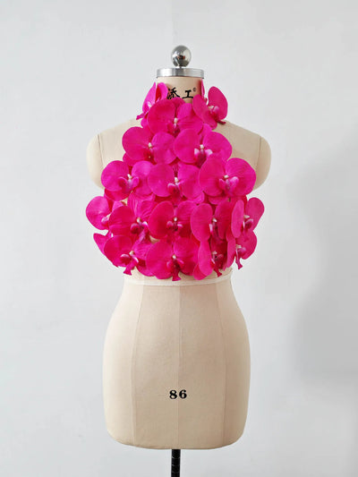 New Rosered Women Sexy Florals Backless Bodycon Tops Celebrate Nightclub Party Bar Dancer DJ Performance Costume