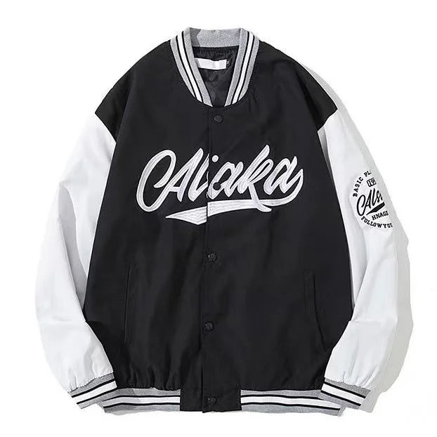 Street Popular Letter Flocking Embroidered Jacket And Coat Men 2023 New Y2K Harajuku Hip Hop Spliced Motorcycle Baseball Uniform