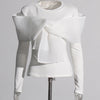 TWOTWINSTYLE Solid Spliced Bowknot T Shirt For Women O Neck Long Sleeve Patchwork Mesh Casual Temperament T Shirts Female Style
