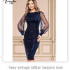 Sexy elegant black white slip sequin summer dress women birthday party club dress see through mesh midi evening dresses vestido