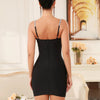 New Women Celebrity Sexy V Neck Beading Backless Black Mini Bandage Dress 2025 Knitted Elegant Evening Club Party Dress