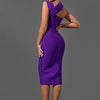 Bandage-Kleider für Damen 2022 Lila Bodycon-Kleid Abendparty Elegant Sexy Cut Out Midi Geburtstag Club Outfit Sommer Neu