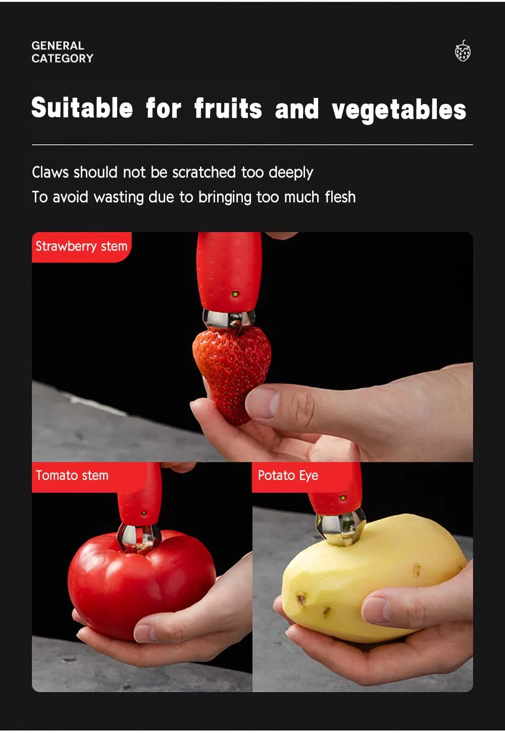 Strawberry Huller Pineapple Cutters Novel Tomato Stalks Remover Fruit Knife Useful Strawberry Leaf Cleaner Kitchen Accessories