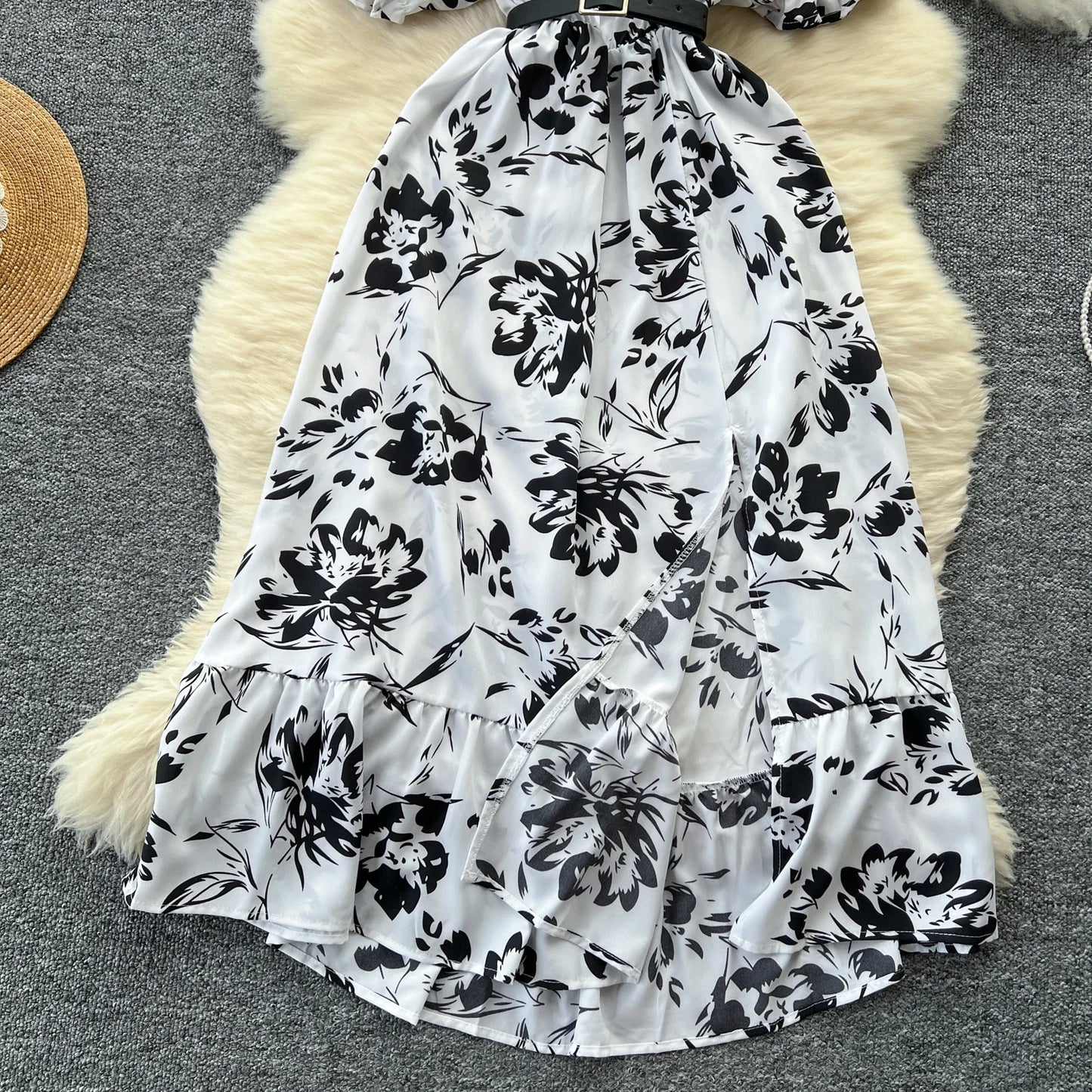 Sommer Plissiert Damen Knopfkleider Lässige Strandurlaub Kurzarm V-Ausschnitt Damen Midikleid Böhmische Mujer Vestidos