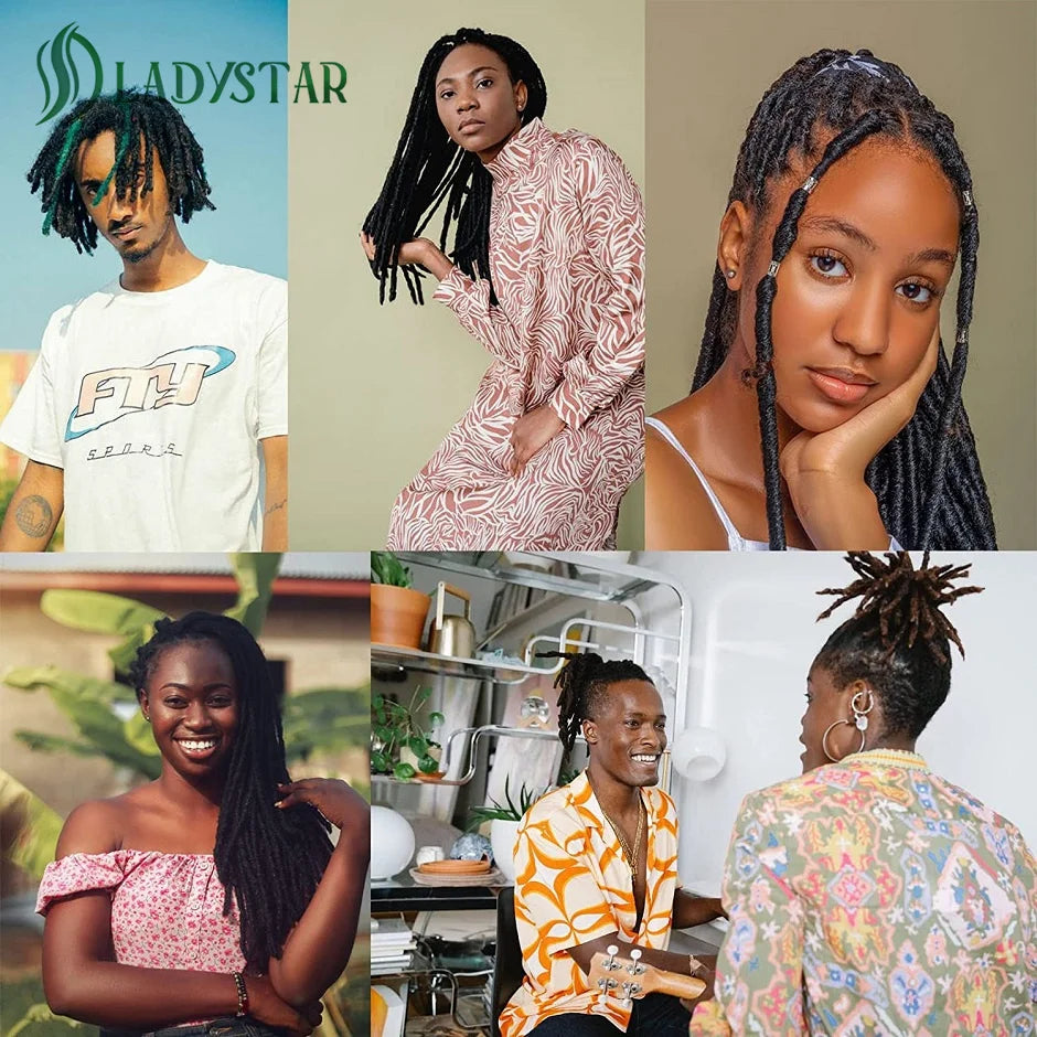 Dreadlock Extensions Human Hair For Men/Women Crochet Braids 100% Human Hair Handmade Loc Extension 0.6 cm Dreadlocks