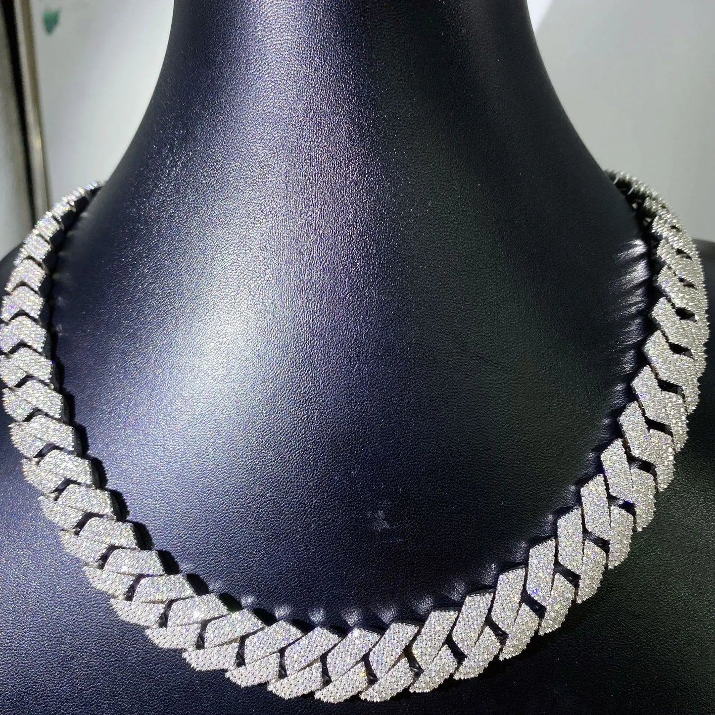 Pass Diamond Test Hip Hop Jewelry VVS1 Stone Shiny 2row 3row Men Women 925 Sterling Silver Necklace Moissanite Cuban Link Chain