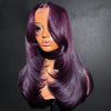 99J Burgundy Red Layered Lace Front Wig With Bangs Bone Straight Synthetic Lace Frontal Wigs 13x4 HD Glueless PrePlucked Cosplay