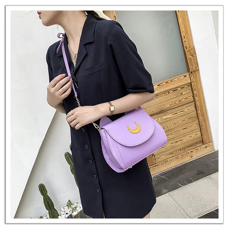 Summer Sailor Moon Ladies Handbag Black Luna Cat Shape Chain Shoulder Bag PU Leather Women Messenger Crossbody Small Bag Purses