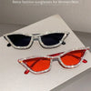 KLASSNUM Luxuriöse Cat-Eye-Sonnenbrille für Damen und Herren, modische Diamant-Dreieck-Marken-Designer-Glitzer-Sonnenbrille UV400 Shades Brille
