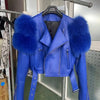 GO BALLISTIC YA Ladies' Genuine Leather Jacket with Fur Sleeve Women's Natural Lambskin Outfit