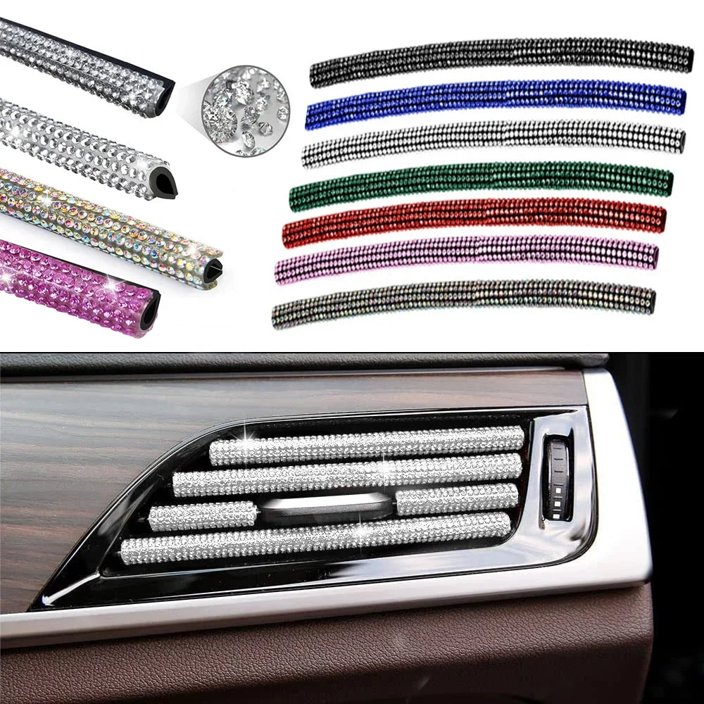 10 Stücke Diamant Auto Klimaanlage Outlet Streifen Bohrer U Form Strass Clip Dekoration Glänzende Kristall Trim Streifen Auto Zubehör