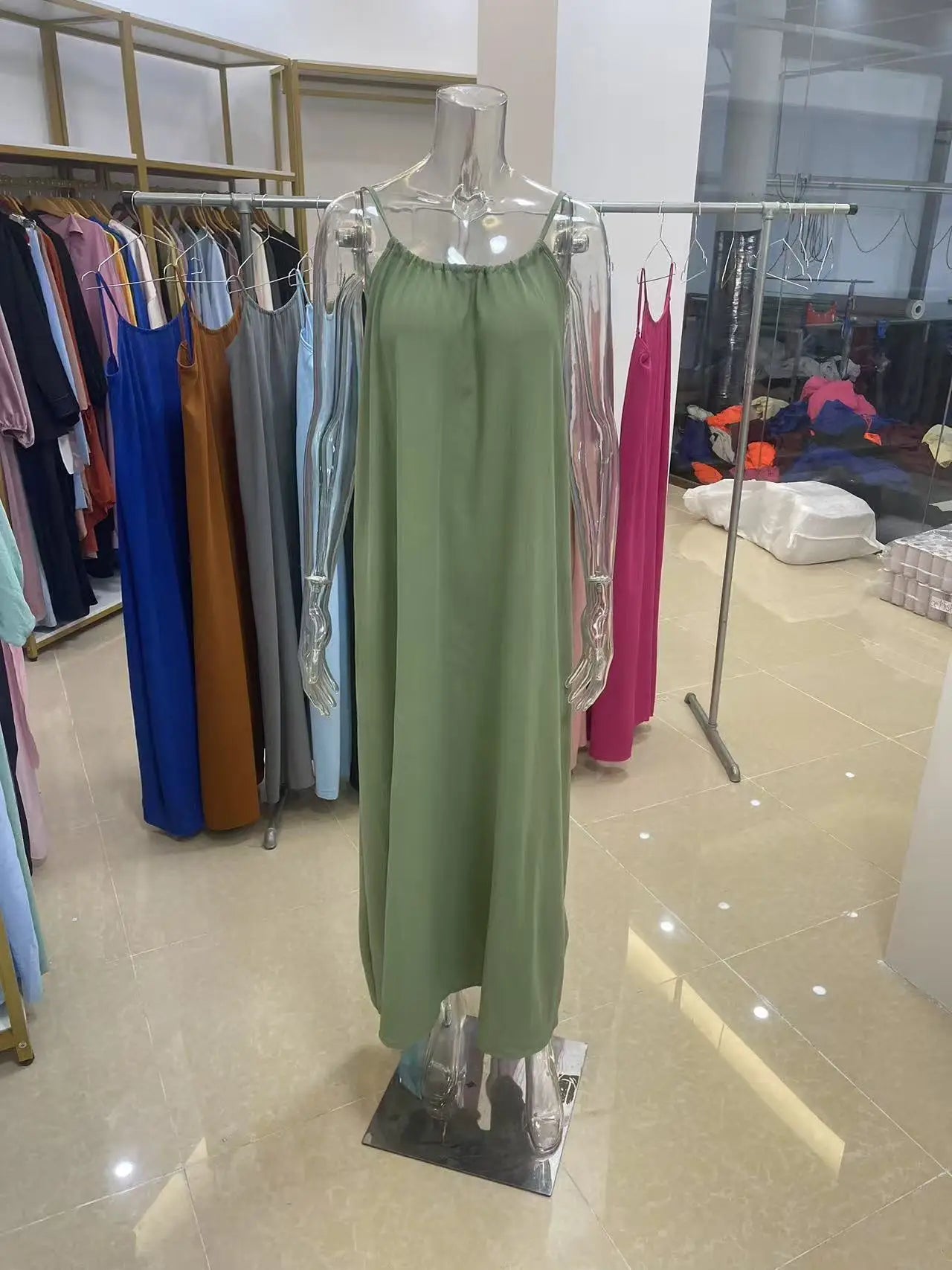 New Arrival Women's Strapless Backless Long Loose Home Dress Comfortable Sleepwear Casual Maxi Dress