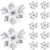 5 Stück 14,5 cm Glitzer künstliche Weihnachtsblumen fröhliche Weihnachtsbaumdekoration Neujahrsornamente gefälschte Blumen Weihnachten Natal