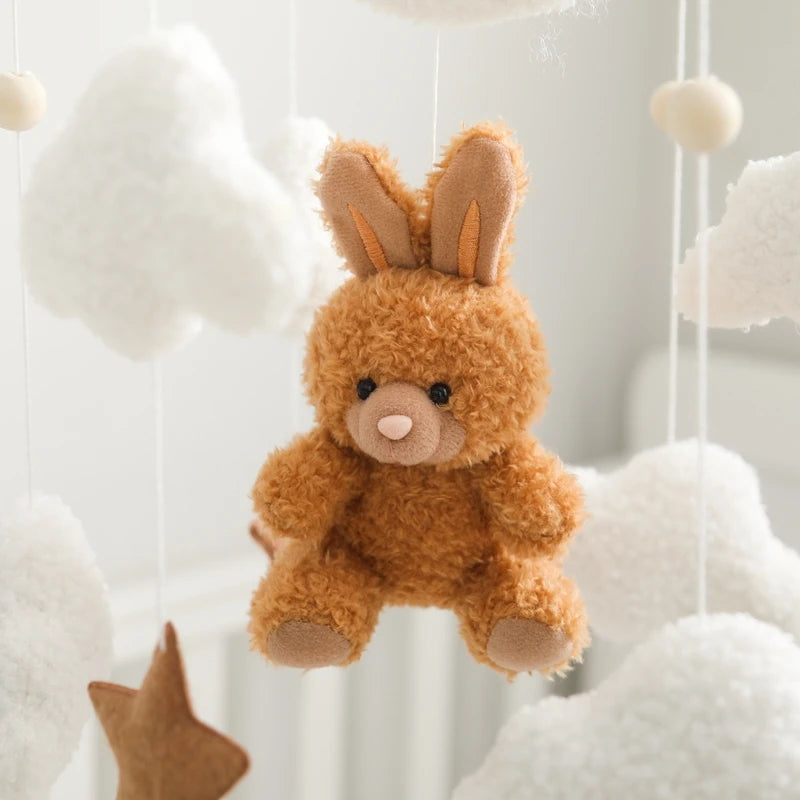 Baby-Kinderbett-Mobile-Rassel-Spielzeug 0-12 Monate Säugling Weicher Filz Teddy Samt Rosa Bär Bettglocke Hängendes Spielzeug Halterung Babybett Mädchen Spielzeug