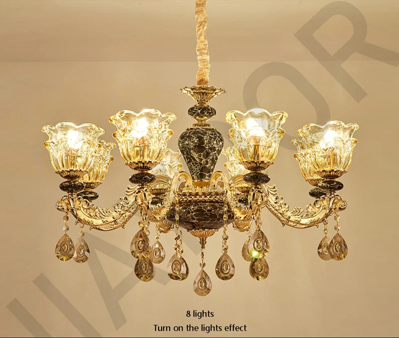 Kronleuchter Wohnzimmer Groß Luxus Kristall Lampe Esszimmer Schlafzimmer Dekoration Französischer Retro Kronleuchter Beleuchtung