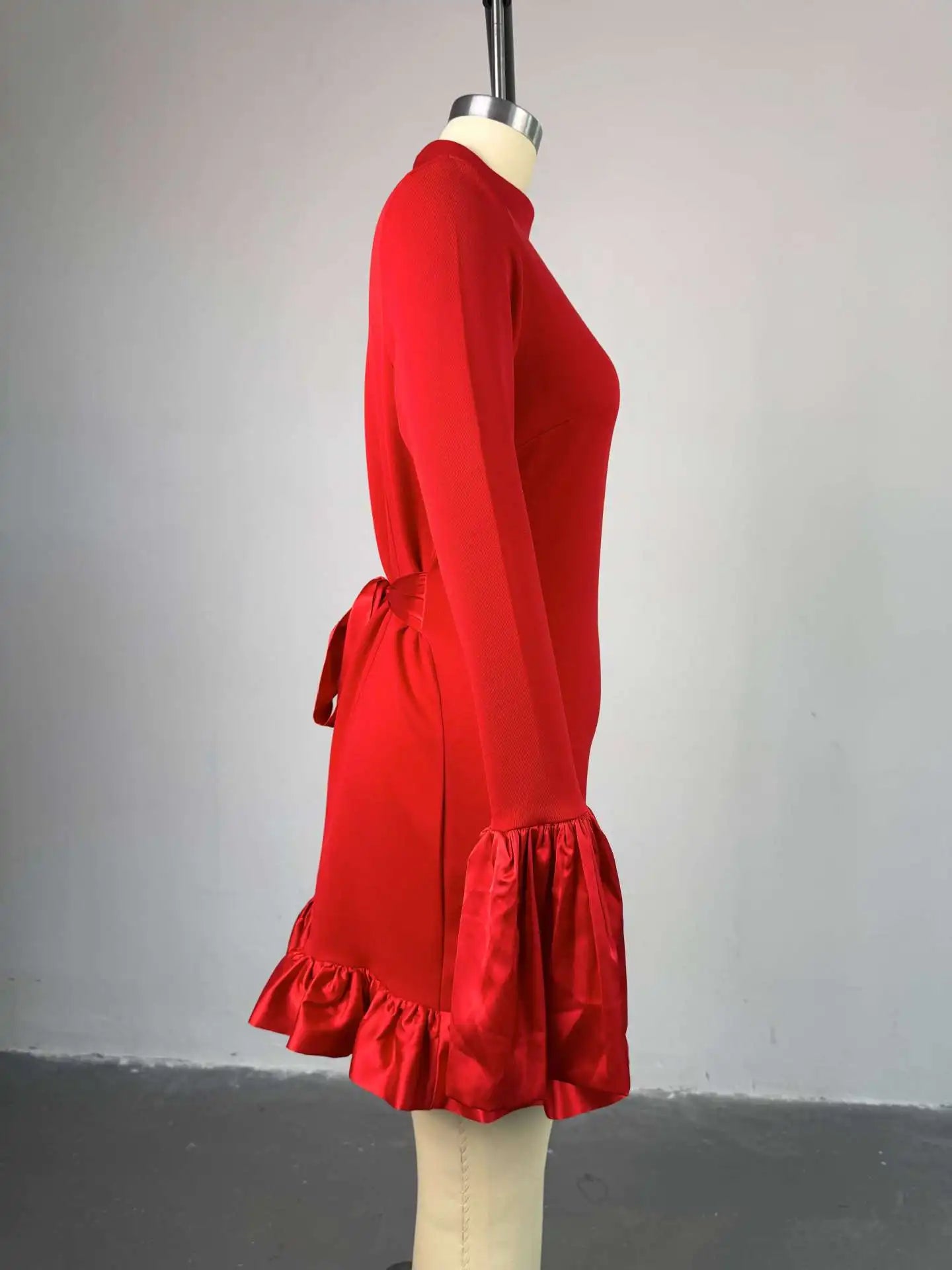CM.YAYA Women O-neck Long Flare Sleeve Ruffles Mini Dress 2025 Spring Sweet Sexy Birthday Evening Night Party Vestidos Dresses