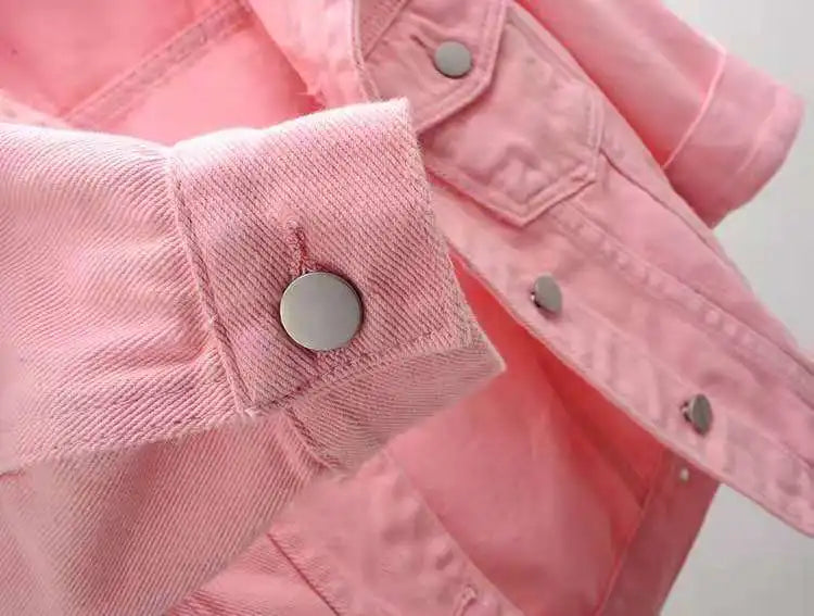 Damen Jeansjacke Frühling Herbst Kurze Jacke Rosa Jeansjacken Lässige Oberteile Lila Gelb Lila Blau Locker Sitzende Oberteile Damen Oberbekleidung