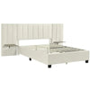 Queen Size Upholstered Platform Bed Velvet Fabric Big Headboard Wooden Frame Bedroom Storage Slat Support No Box Spring Needed