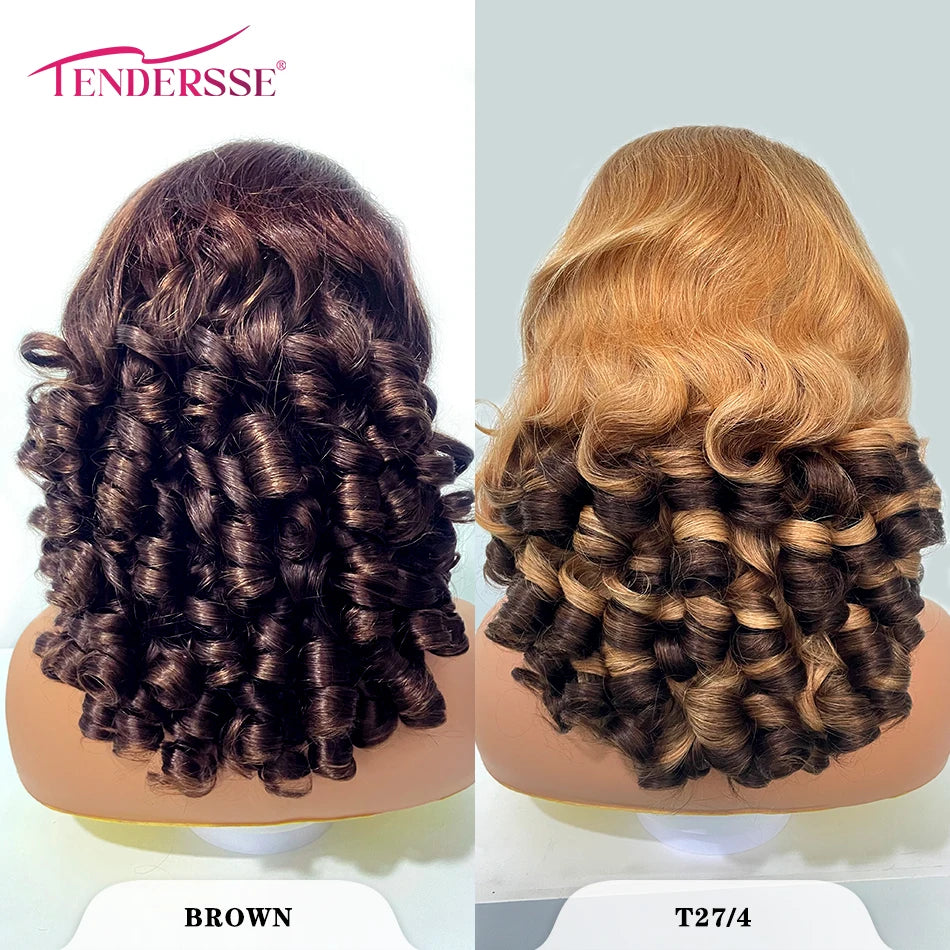 100 % vietnamesische Echthaarperücken, 250er Dichte, Ombre, Double Drawn, Bouncy Curly, Loose Wave, 13x4 HD Lace Front, klebefreie Perücke, vorgezupft