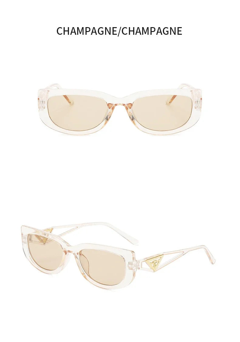 New Small Frame Cat Eye Sunglasses Women Personality Hollow Triangle Sun Glasses Men Trendy Retro Oval Gafas De Sol Mujer