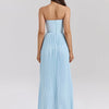 Mozision schulterfreies, rückenfreies, plissiertes Maxikleid für Damen, modisch, trägerlos, ärmellos, hohe Taille, eng anliegend, sexy, langes Kleid