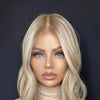 Ombre Blonde 13X4 Transparent Lace Front Echthaarperücke Brauner Ansatz Loose Wave Aschblond 4x4 Closure Perücke vorgezupft