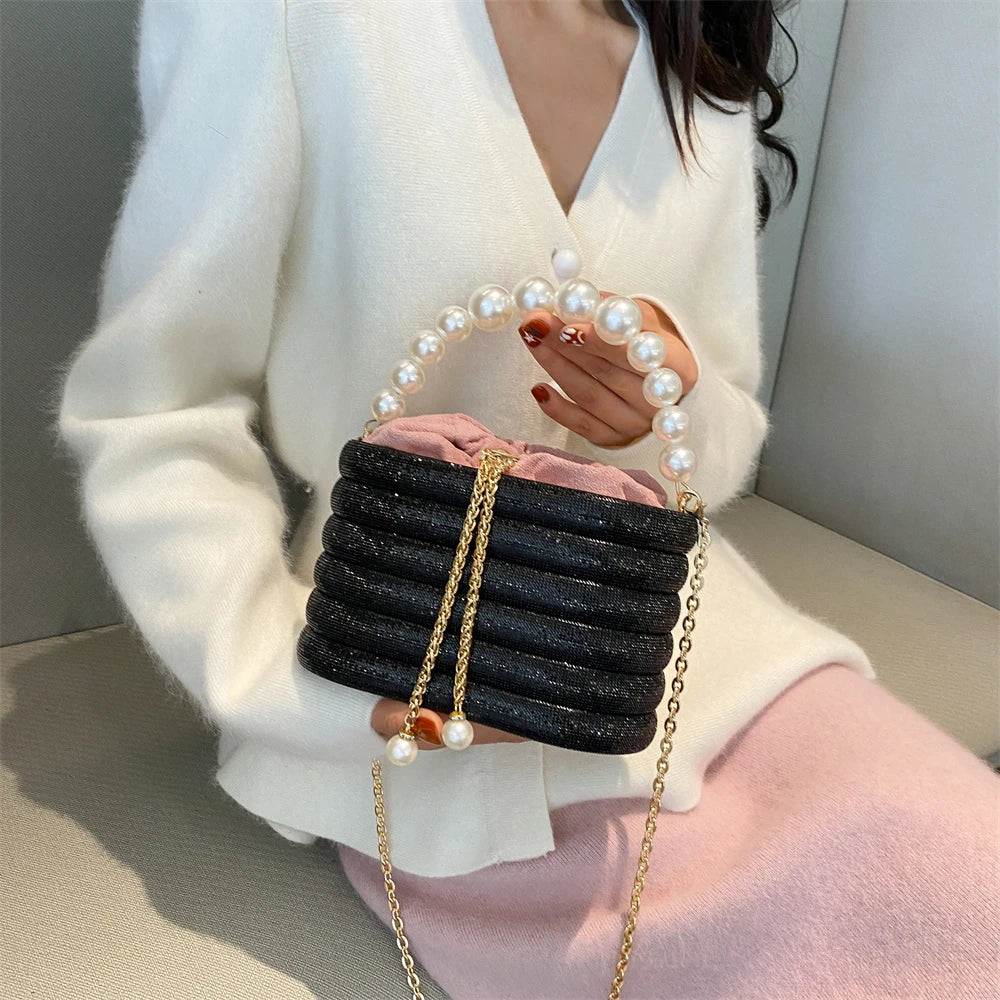 MOODS Luxury Evening Purses For Women Dazzling Pearl Beads Chain Crossbody Bag Dinner Party Clutch 2023 Luxury Designer Handbags
