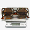 Quadratische Luxus Diamanten Sonnenbrille Damen Punk Mode Strass Sonnenbrille Weiblich Glänzend Sexy Gelbe Linse Brille Schatten Handgemacht