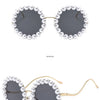 Luxury Pearl Sunglasses 2024 New Fashion Metal Frame Round Sun glasses Brand Designer Sunglasses UV400