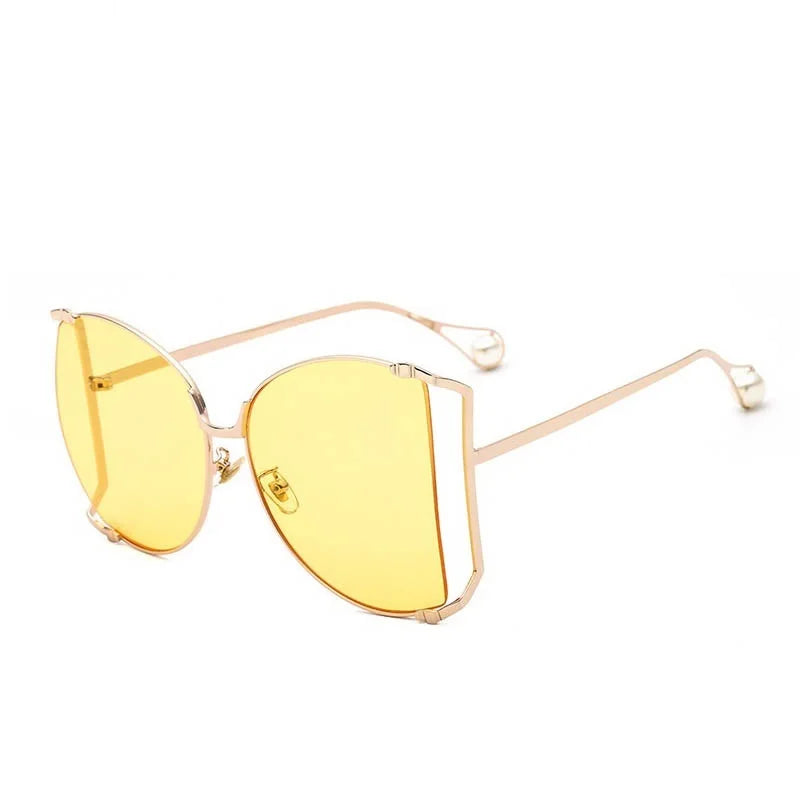 Fashion Model Ocean Gelb Quadratische Sonnenbrille Damen Luxusmarke Oversized Shades Perle Chic Sonnenbrille für Damen Herren Oculos