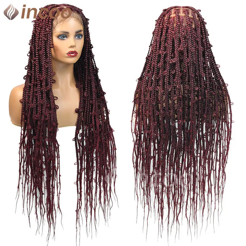 36 Zoll Synthetische Spitze Geflochtene Perücken Schmetterlingszöpfe Spitzenperücke für schwarze Frauen Zopfperücken im Ausverkauf Box Braids Spitzenperücke