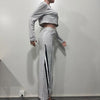 CM.YAYA Fashion Striped Splicing Women's Set Long Sleeve Sweatshirt and Sweat Pants Tracksuit 2024 Winter Two 2 Piece Set Outfit
