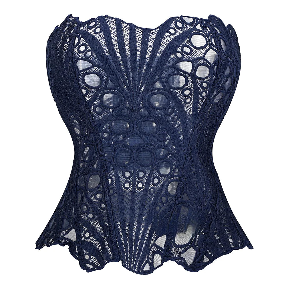 Hollow Out Corset Tops Irregular Hem Fishbone Underbust Top Slim Bandage Shapewear Bustier Korset Costumes Evening Party Corset