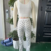 STYLISH LADY Moon Printed Sports 2 Piece Set Women Sleeveless Crop Top and Skinny Pant Suits 2025 Summer Street Fitness Outfits