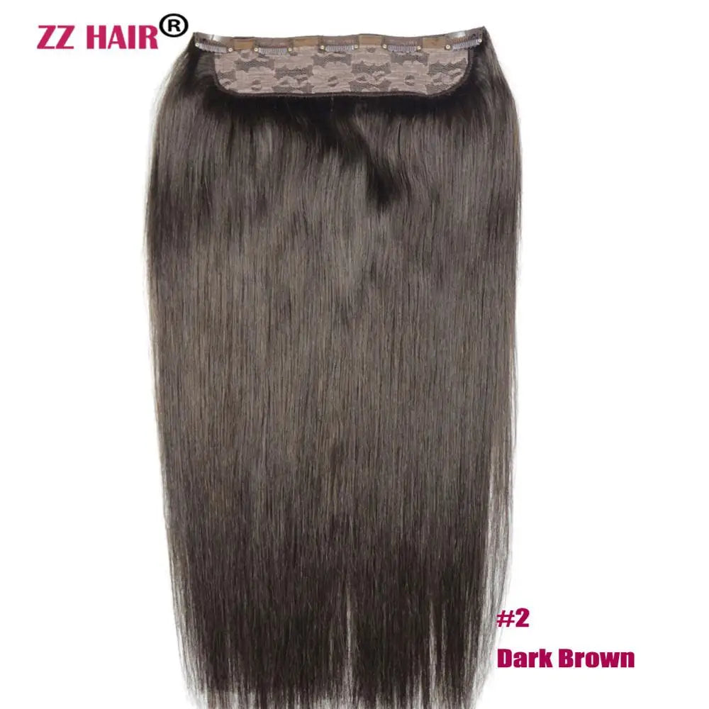 ZZHAIR 100% Brazilian Human Remy Hair Extensions 16"-26" 1Pcs Set 100g-200g One Piece 5 Clips In Natural Straight