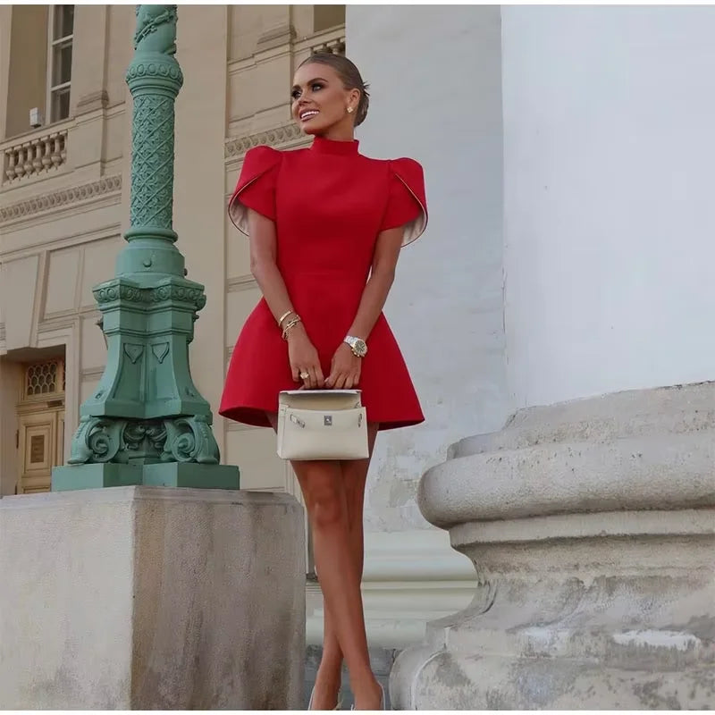 Elegantes Damen Luxus Aushöhlen Rote Schleife Freizeit Minikleid Schleife Abendparty Formelle Kurze Kleider Neu Schwarz Weiß Kleider Street