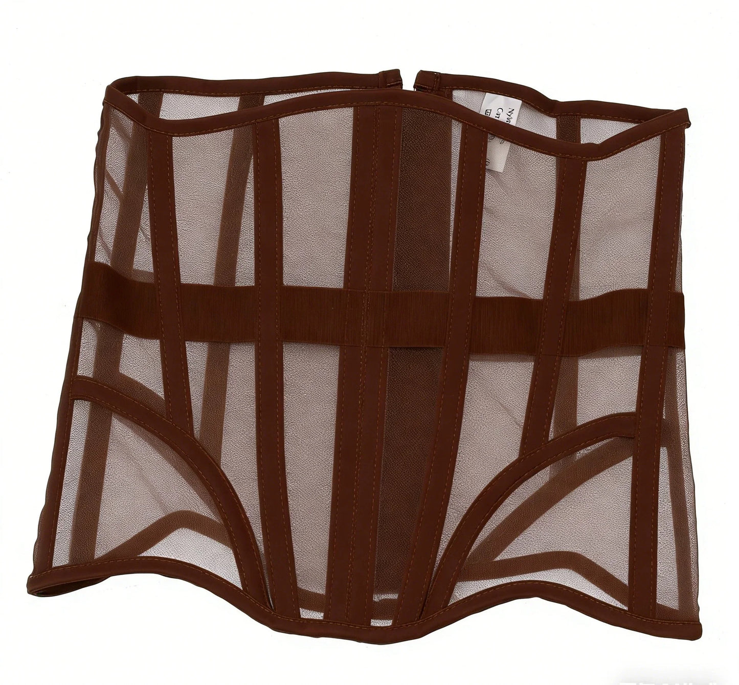 Women Abdomen Tight Corset Crops Under Bust Bustiers Breathable Mesh Waist Girdle With Bones Slimming Lace Up Bodices