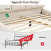 King Size Platform Bed with Overstuffed Padded Headboard,Faux Leather Upholstered Solid Wood Frame Cloud Bed, Squeak-Free,Beige