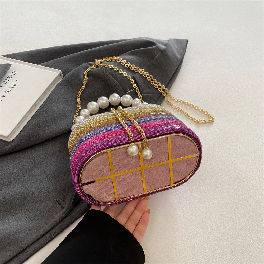 MOODS Luxury Evening Purses For Women Dazzling Pearl Beads Chain Crossbody Bag Dinner Party Clutch 2023 Luxury Designer Handbags